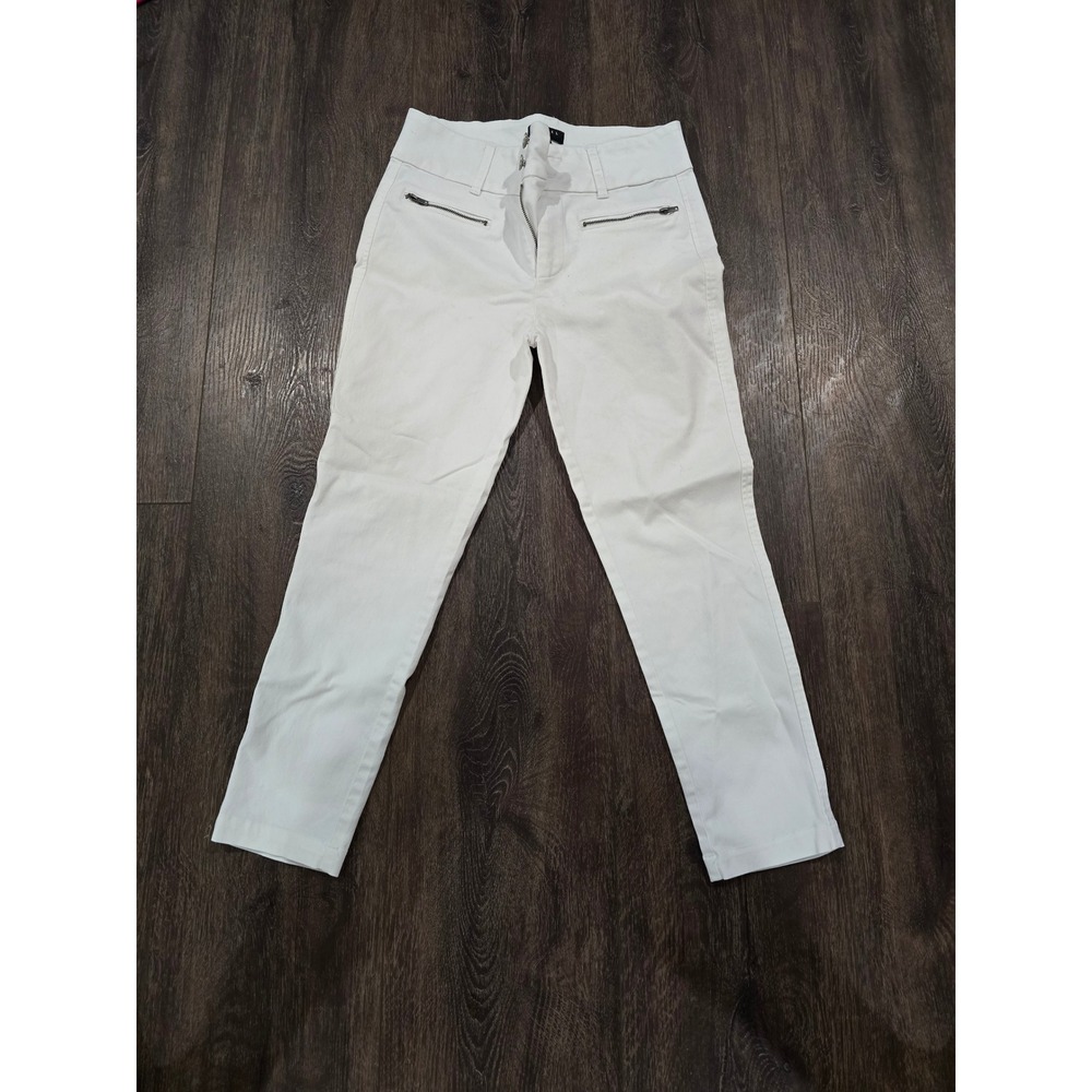 Tinsel White High Waisted Skinny Pants Multi Button Zip Fly Size 28